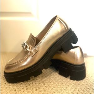 Rose Gold Loafers. Thick sole.